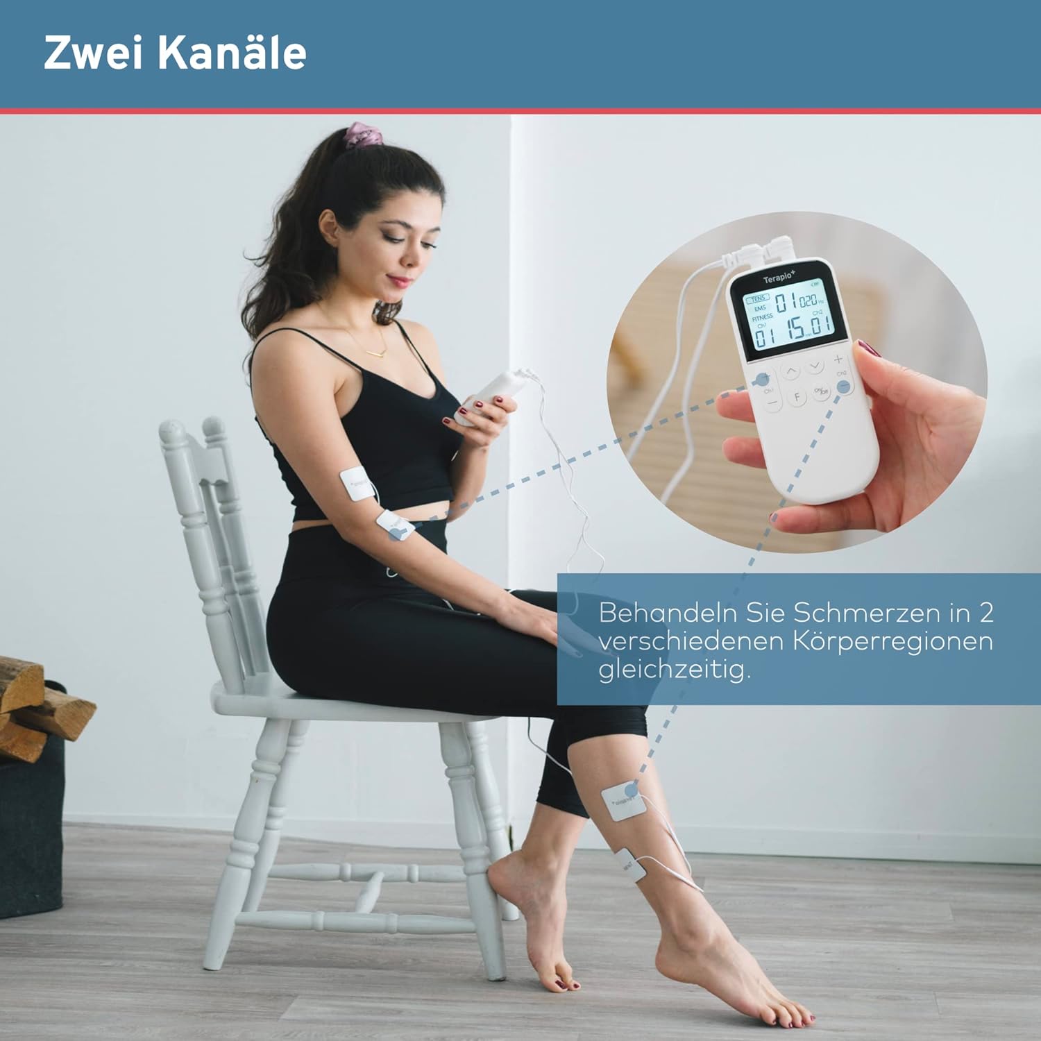 Aparat de electrostimulare musculara Kentro, 4 electrozi, 16 programe, display Led, Alb - imagine 5