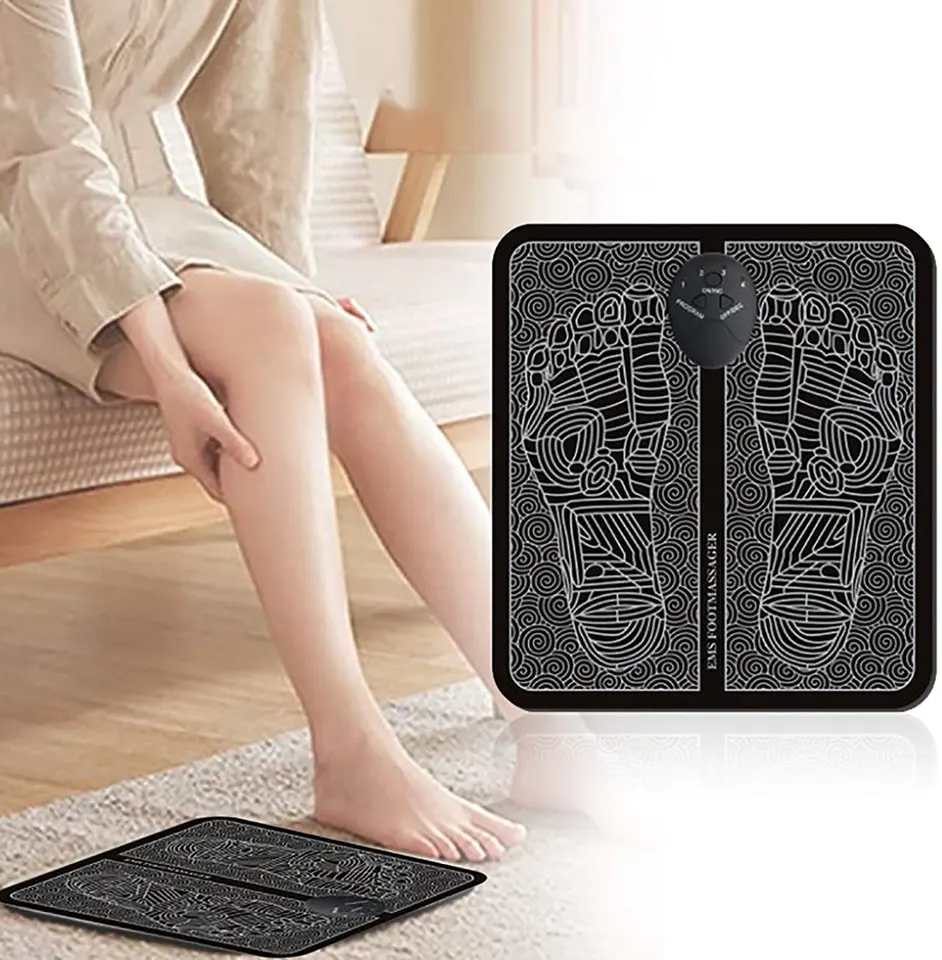 Aparat pentru masajul picioarelor EMS cu electrostimulare pentru imbunatatirea circulatiei, Portabil, USB, Negru - imagine 7