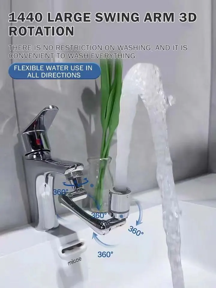 Aerator apa pivotant robinet, cu functie economizor si filtrare, YWX, Argintiu - imagine 5