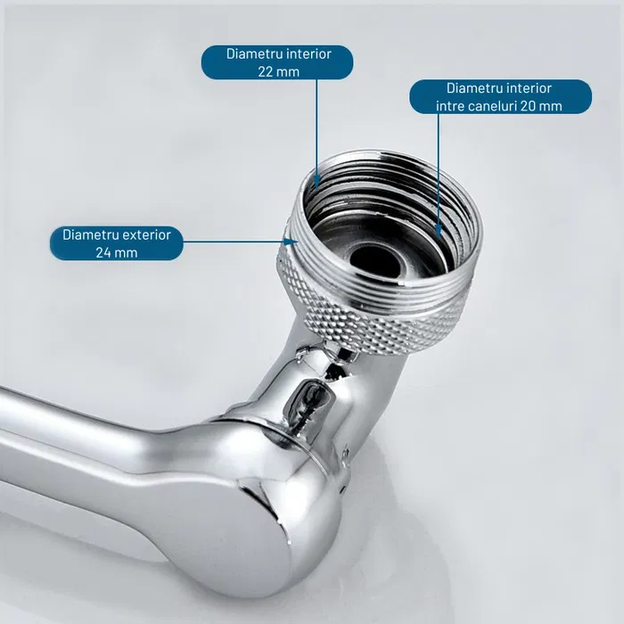 Aerator apa pivotant robinet, cu functie economizor si filtrare, YWX, Argintiu - imagine 7