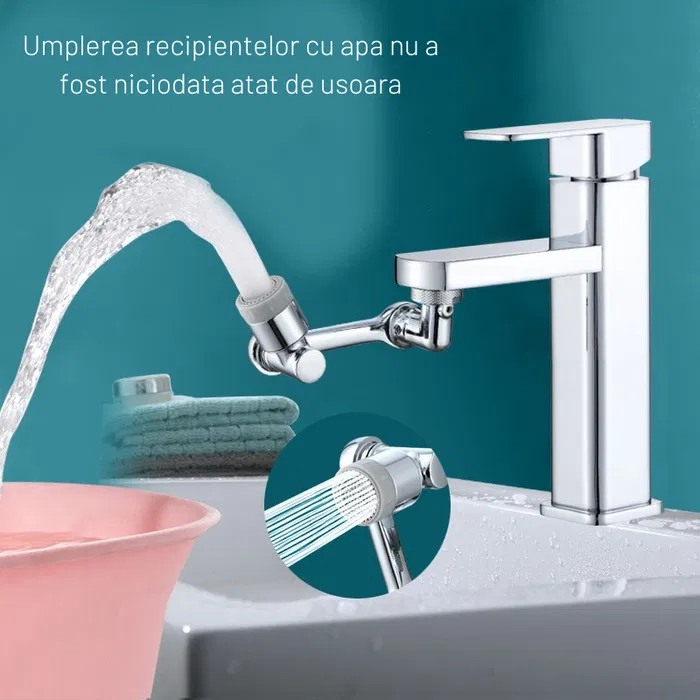 Aerator apa pivotant robinet, cu functie economizor si filtrare, YWX, Argintiu - imagine 8